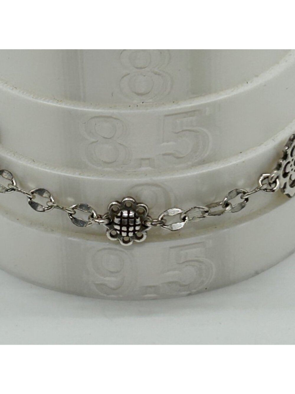 Brighton Bloomingale Silver Tone Bracelet Anklet Flower Heart Clasp Adjustable - Picture 3 of 10